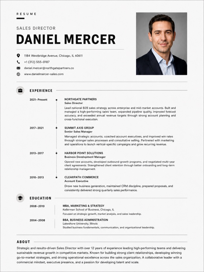 Sales Director resume example — Executive template